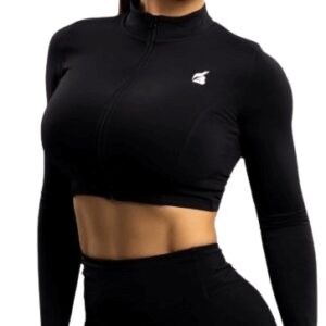 Booty Simple - Crop Top Zipper BLACK - M