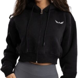 Exalted Dámská CROP mikina Comfy-Nest černá - L