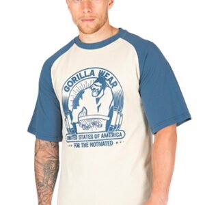 Gorilla Wear Pánské tričko Oversized Logan béžová/modrá - XL