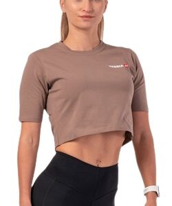 Nebbia Minimalist Logo Nebbia Crop Top 600 hnědý - L