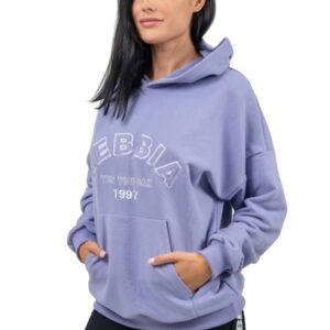 Nebbia OVERSIZE MIKINA S KAPUCÍ GYM RAT 256 Světle fialová - M