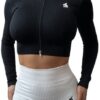 Booty RIBBED BLACK - crop top with zipper - S - Image 2